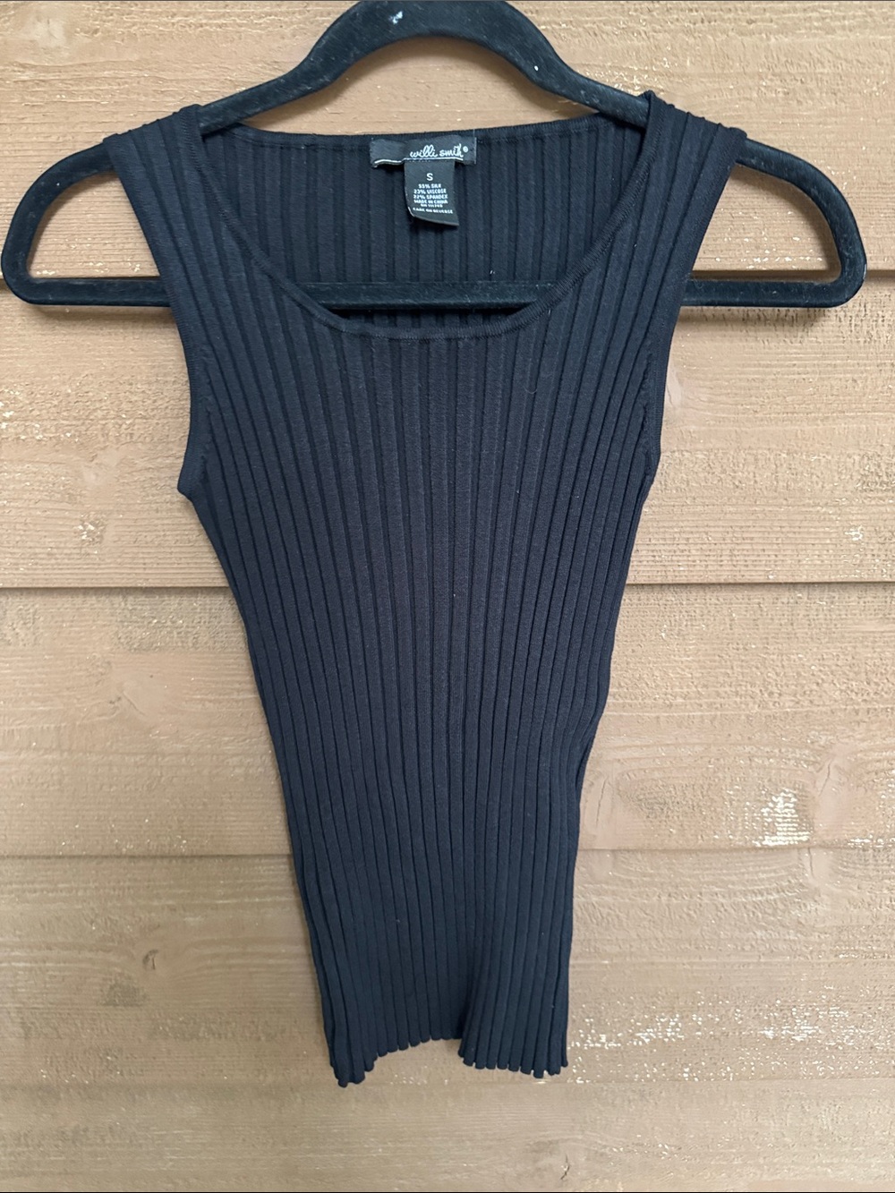 Willi Smith Black Silk Blend Ribbed Tank Top size Small